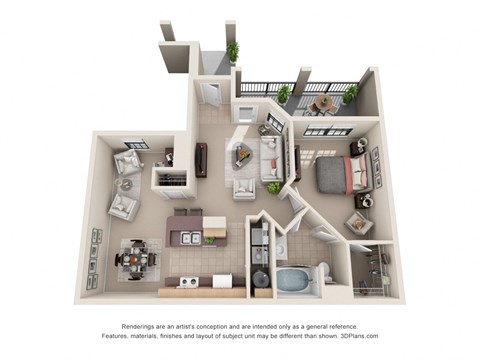 a bedroom floor plan is shown in this rendering